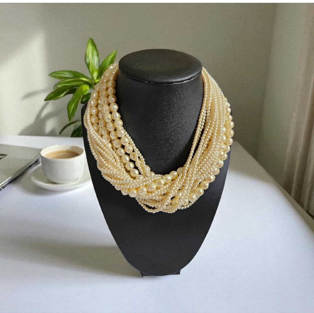 Vintage Carolee Multistrand Pearl Choker Necklace